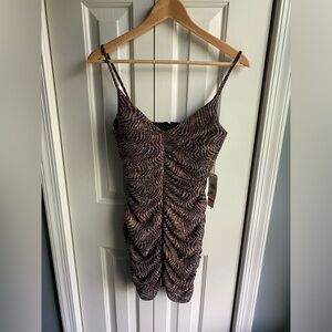 Jump Apparel Juniors Metallic Zebra Shimmer Mini Dress Size XS NWT Formal Party